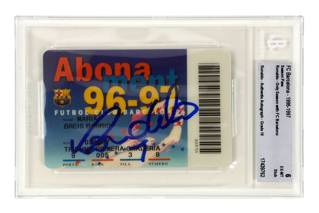 Ronaldo Nazario Signed 1996-97 Only Season at FC Barcelona Season Pass – BGS 6