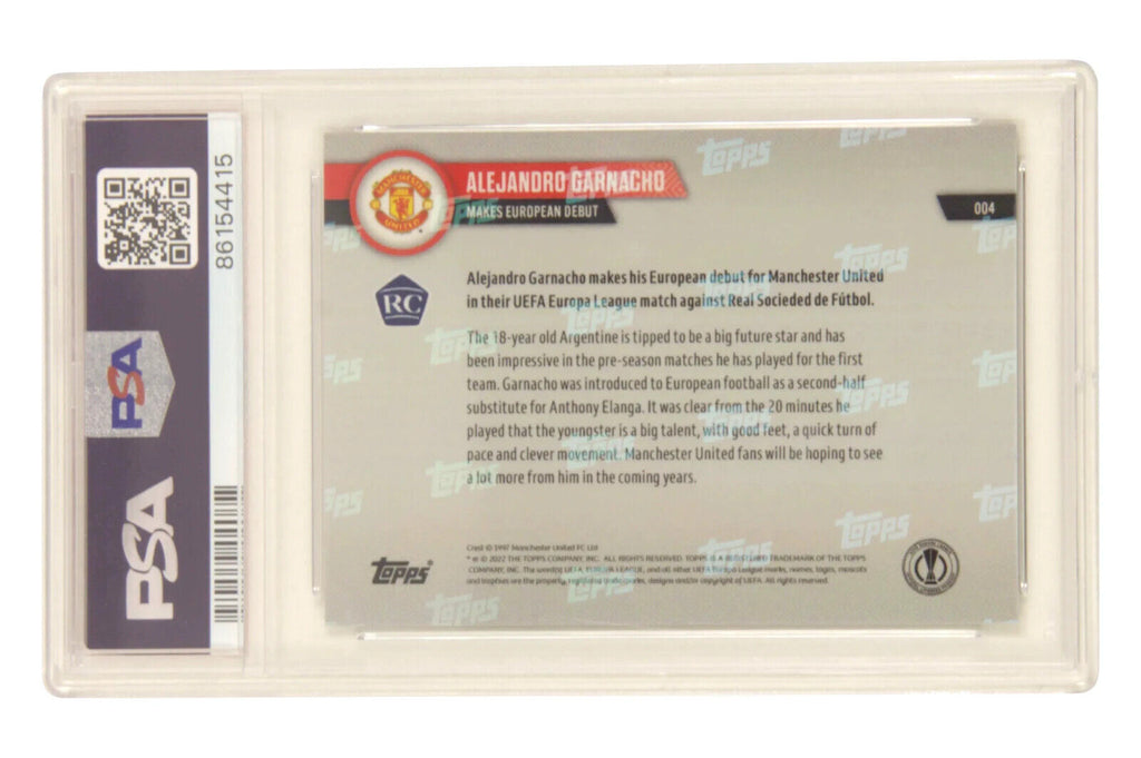 Alejandro Garnacho Signed 2022 Topps Now Pro Debut Rookie Card – PSA 9 Auto 10