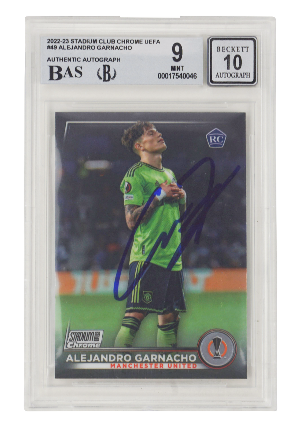 Alejandro Garnacho Signed 2022 Topps Stadium Club Chrome RC - BGS 9 AUTO 10