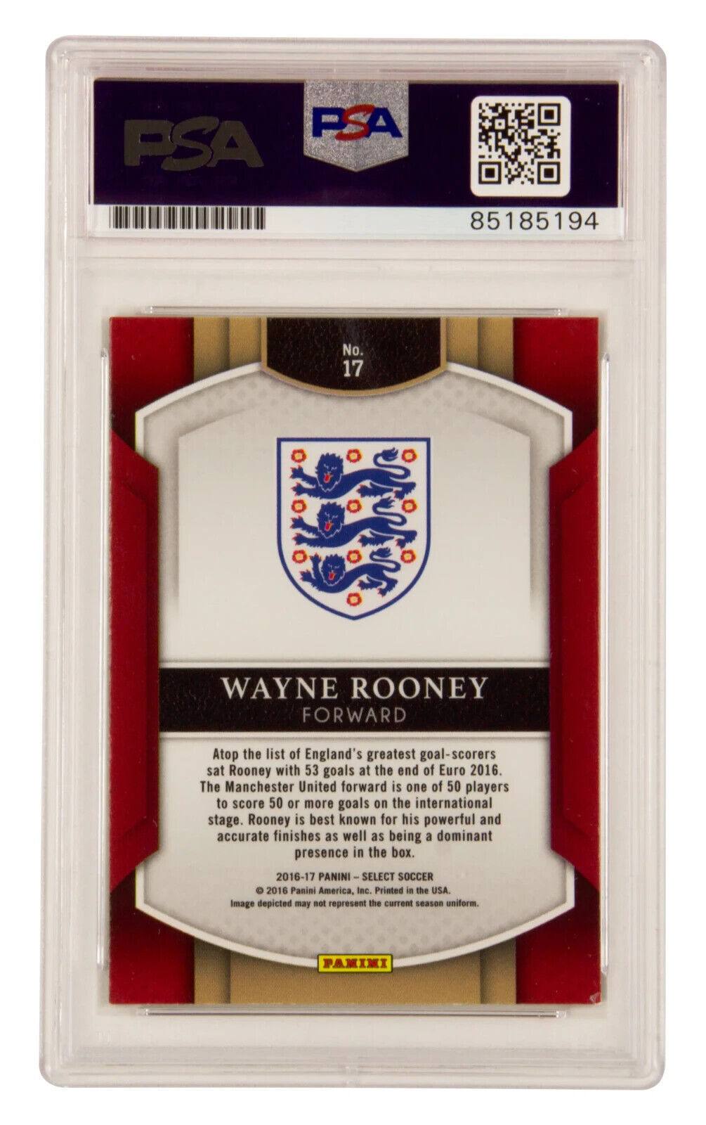 Wayne Rooney Signed 2014 Panini Prizm Prizm World Cup #17 – PSA 10 Autograph