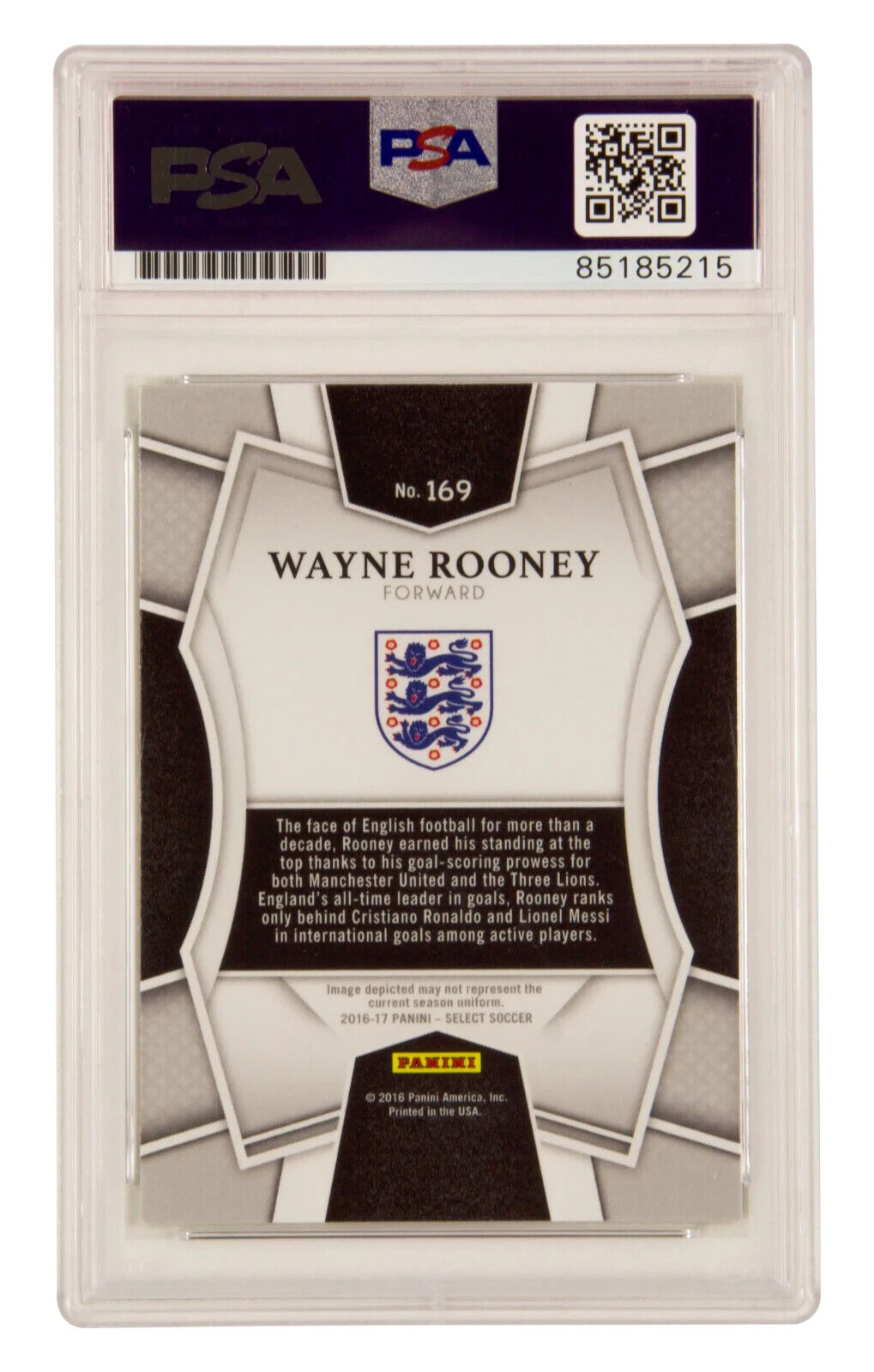 Wayne Rooney Signed 2016-17 Panini Select Soccer Prizm #169 – PSA 10 Autograph