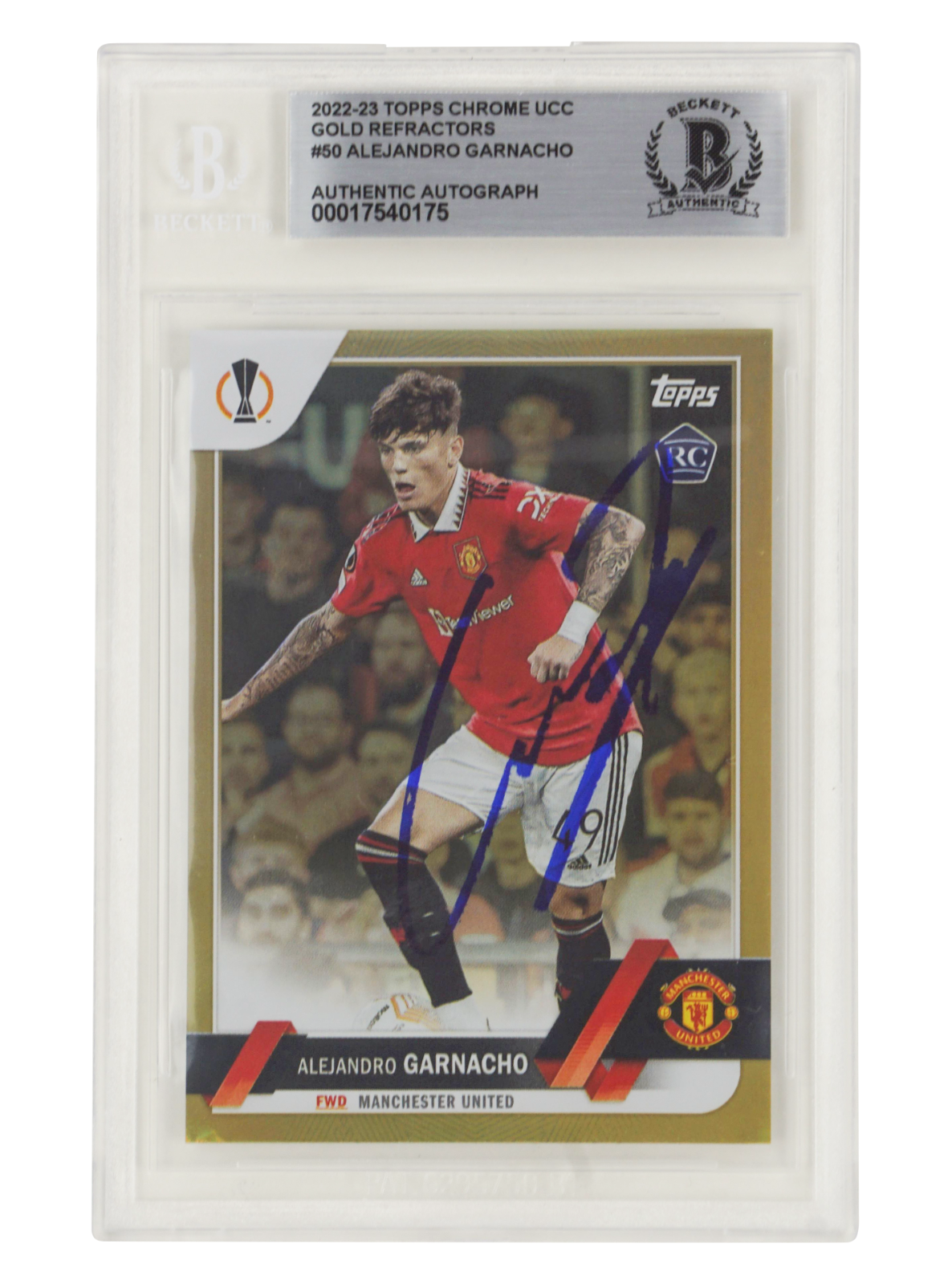 Alejandro Garnacho Signed 2022-23 Topps UCC Gold /50 Rookie - BGS Authentic