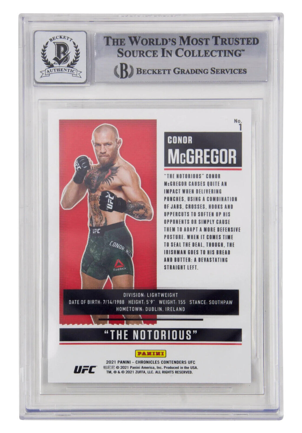 Conor McGregor Signed 2021 Panini Chronicle UFC Season Ticket – BGS 10 Autograph