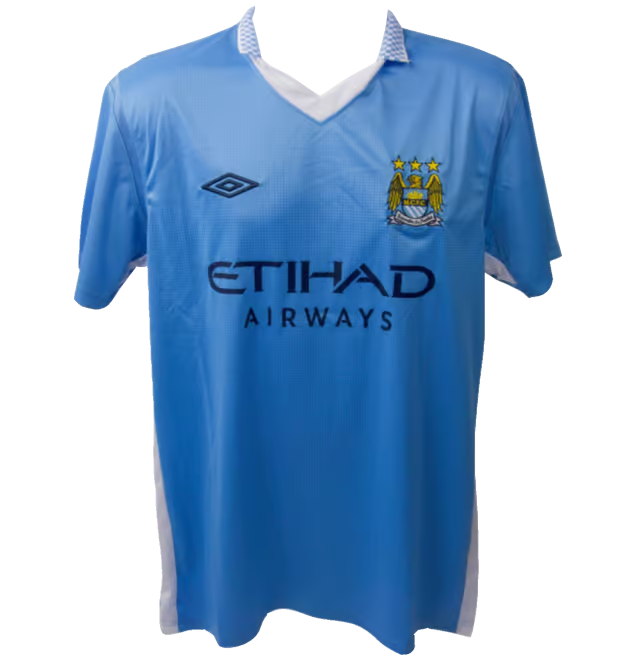 Framed Sergio Aguero Signed Manchester City Home Soccer Jersey #16 with Beckett COA