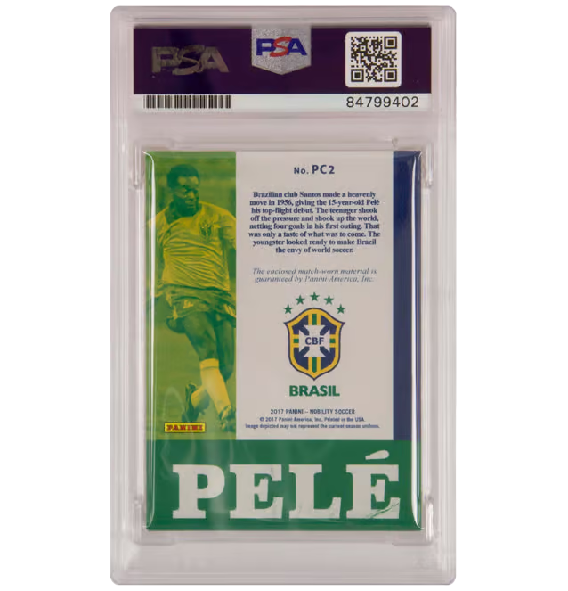 Pele Signed 2017 Panini Nobility Match Worn Patch – PSA Authentic