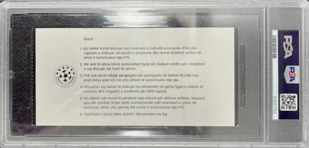 Mason Mount Signed 2020 First International England Goal Match Ticket – PSA 4