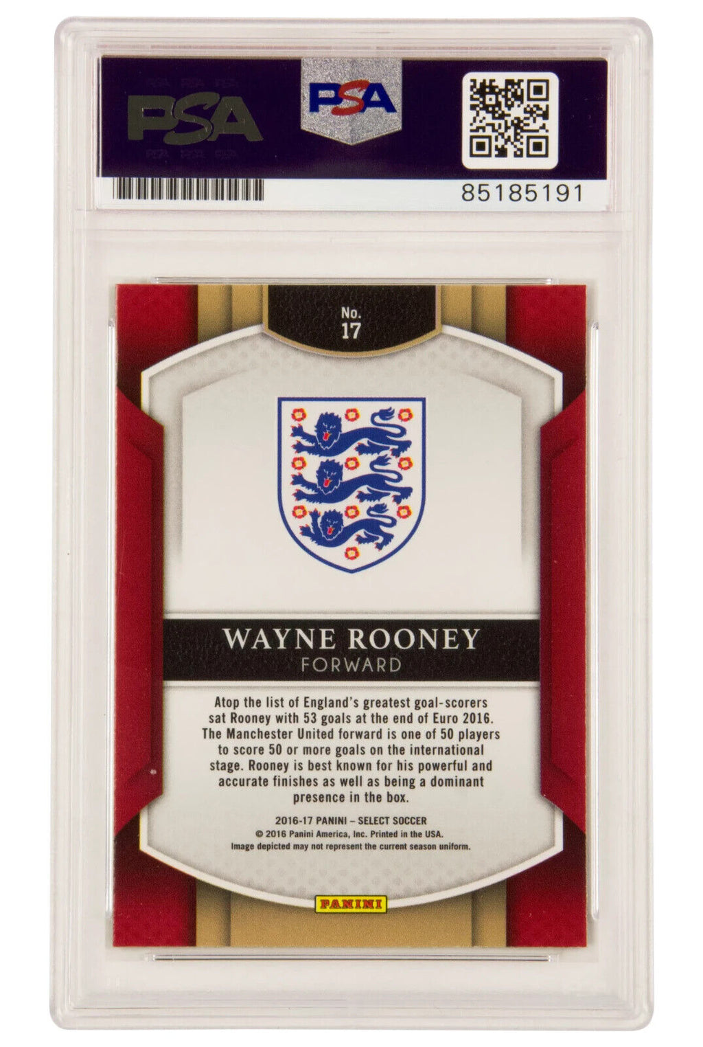 Wayne Rooney Signed 2016-17 Panini Select Soccer #17 – PSA 10 Autograph