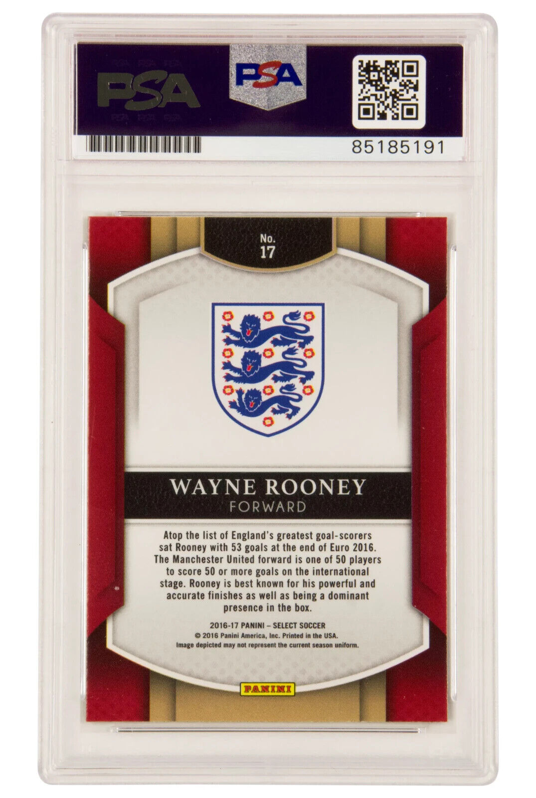 Wayne Rooney Signed 2016-17 Panini Select Soccer #17 – PSA 10 Autograph
