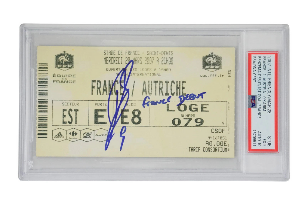 Karim Benzema Signed 2007 France Debut Ticket Inscribed France Debut – PSA 5