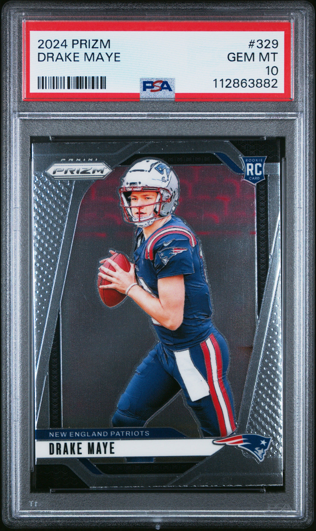 Graded 2024 Panini Prizm Drake Maye #329 Rookie RC Football Card PSA 10 Gem Mint