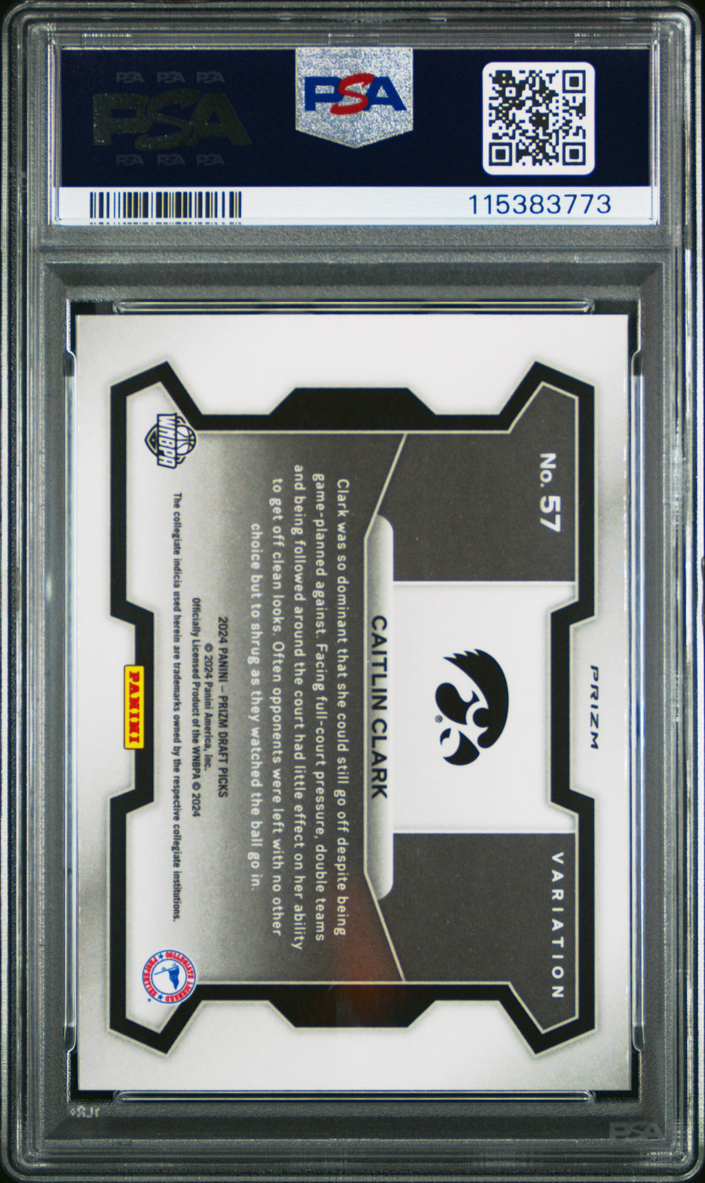 Graded 2024 Panini Prizm Draft Picks Caitlin Clark #57 Variation Red Ice Rookie RC Basketball Card PSA 10 Gem Mint