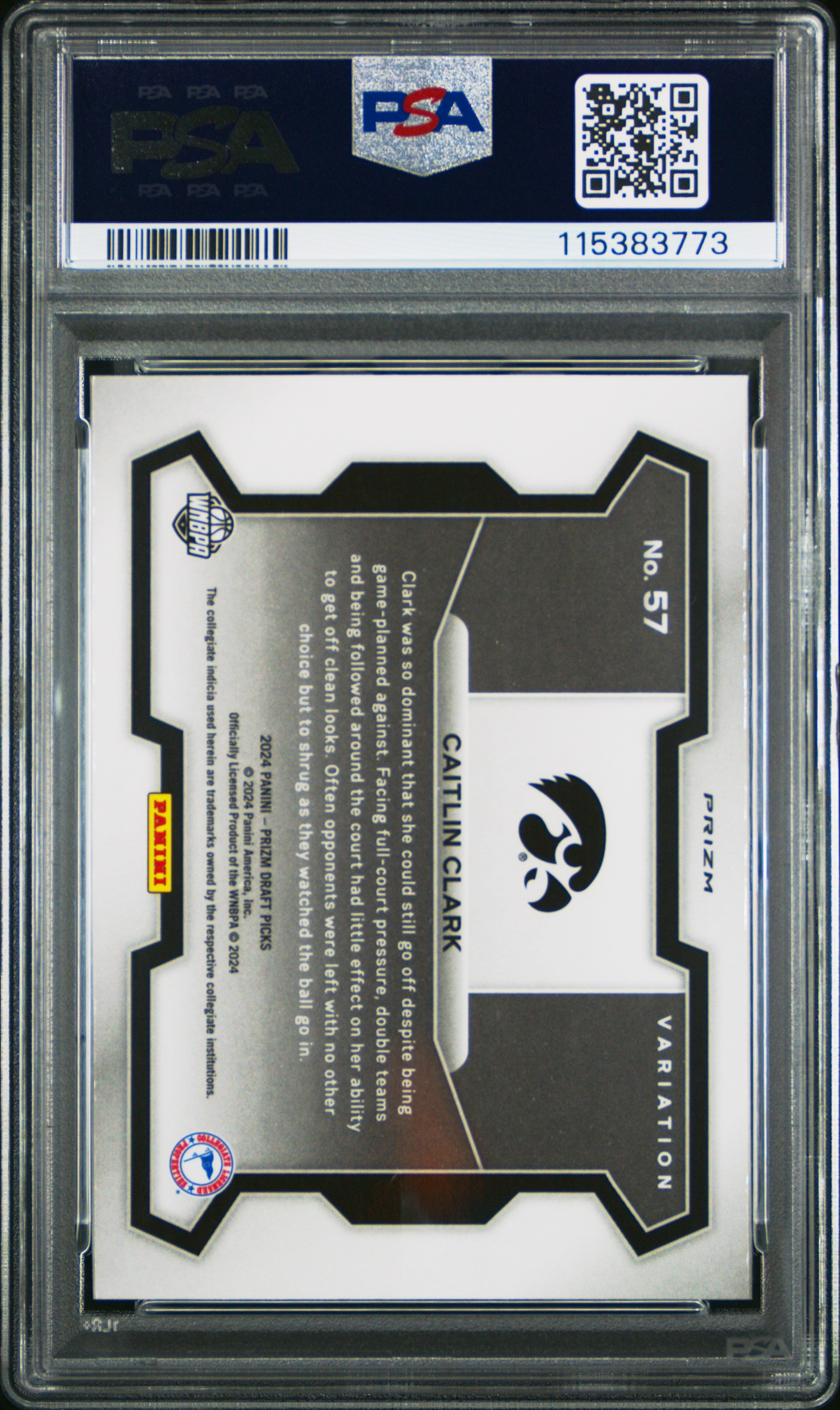 Graded 2024 Panini Prizm Draft Picks Caitlin Clark #57 Variation Red Ice Rookie RC Basketball Card PSA 10 Gem Mint