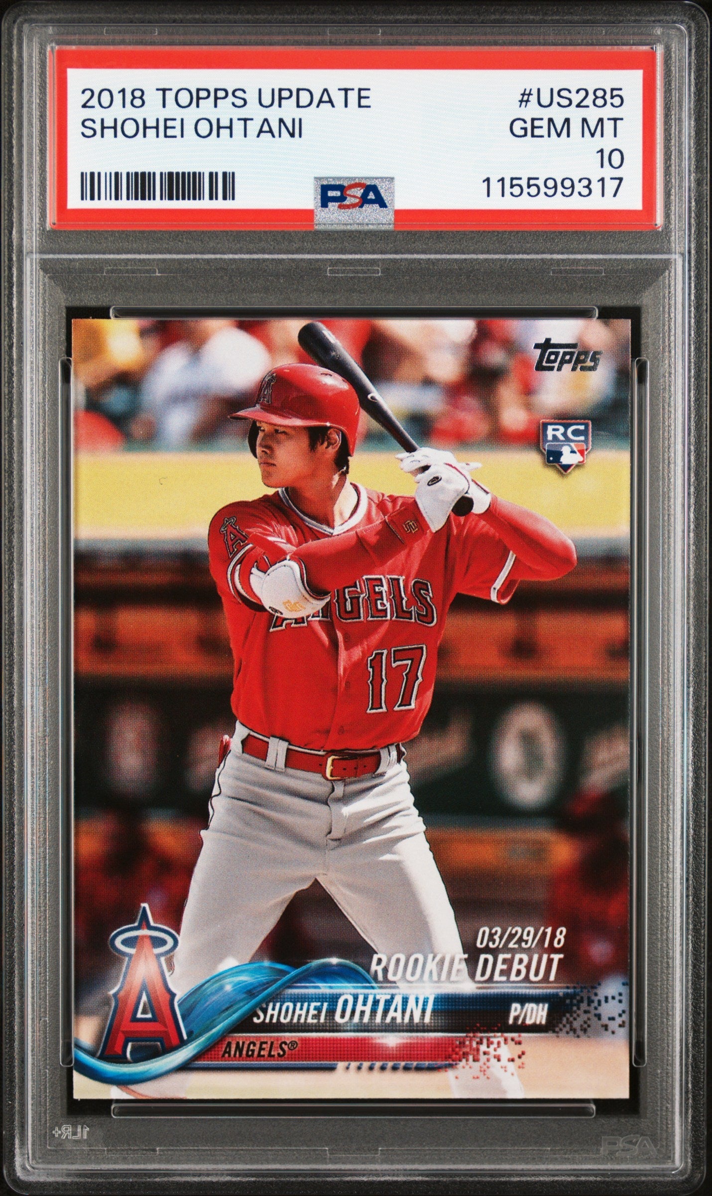 Graded 2018 Topps Update Shohei Ohtani #US285 Rookie RC Baseball Card PSA 10 Gem Mint