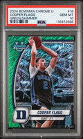 Graded 2024 Topps Bowman Chrome U Cooper Flagg #16 Green Shimmer Rookie RC Basketball Card PSA 10 Gem Mint