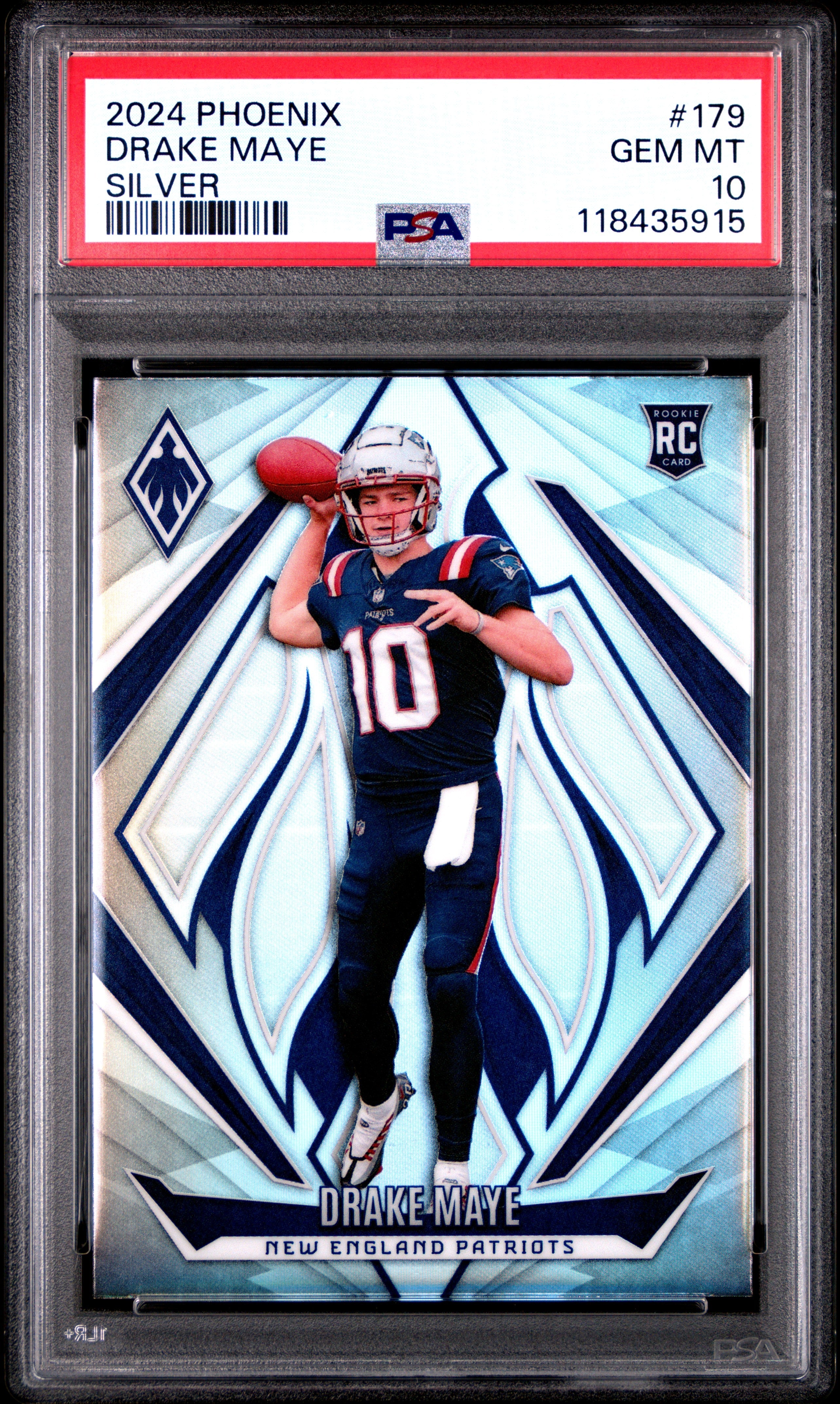 Graded 2024 Panini Phoenix Drake Maye #179 Silver Rookie RC Football Card PSA 10 Gem Mint