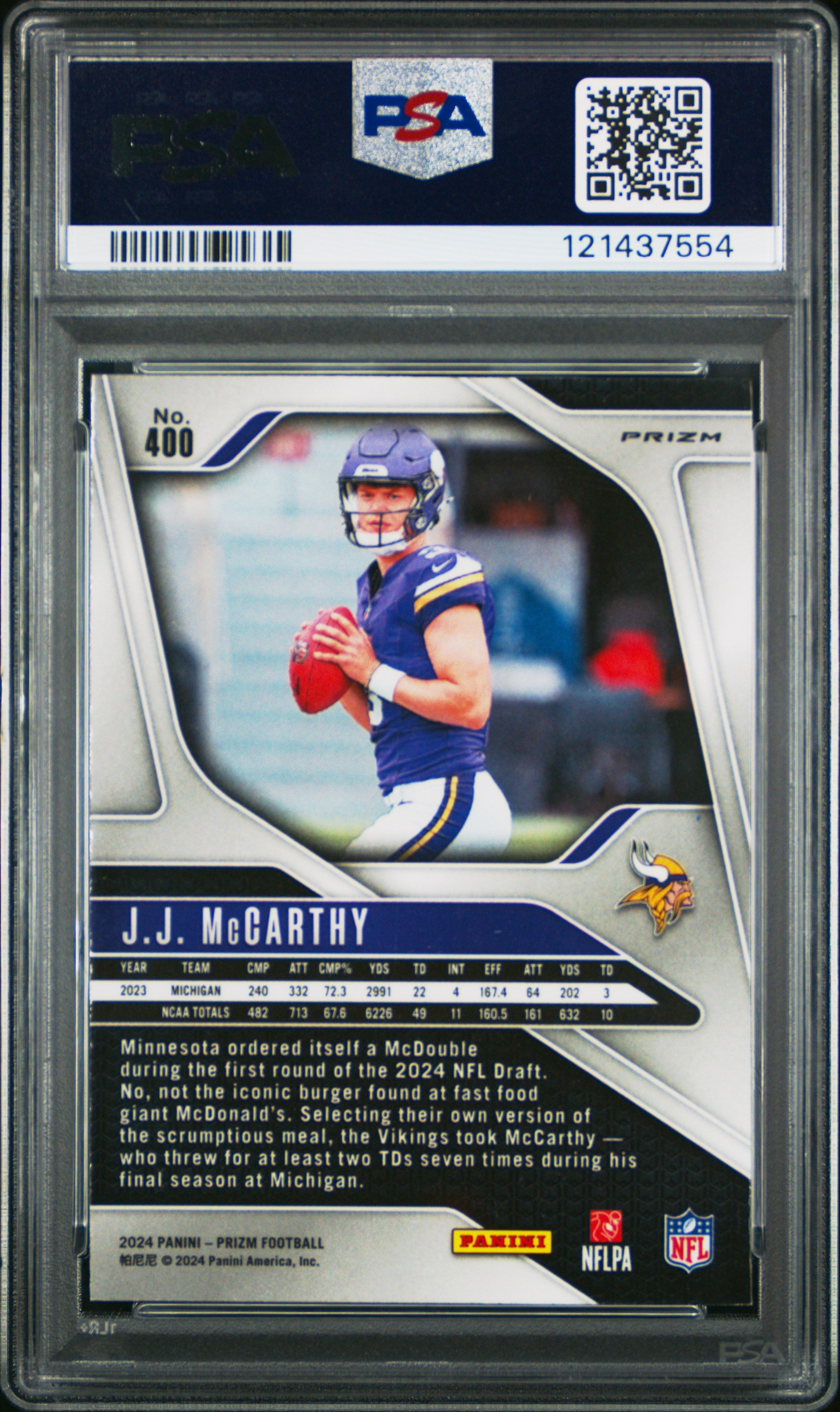 2024 Panini Prizm #400 JJ McCarthy Disco Prizm PSA 10