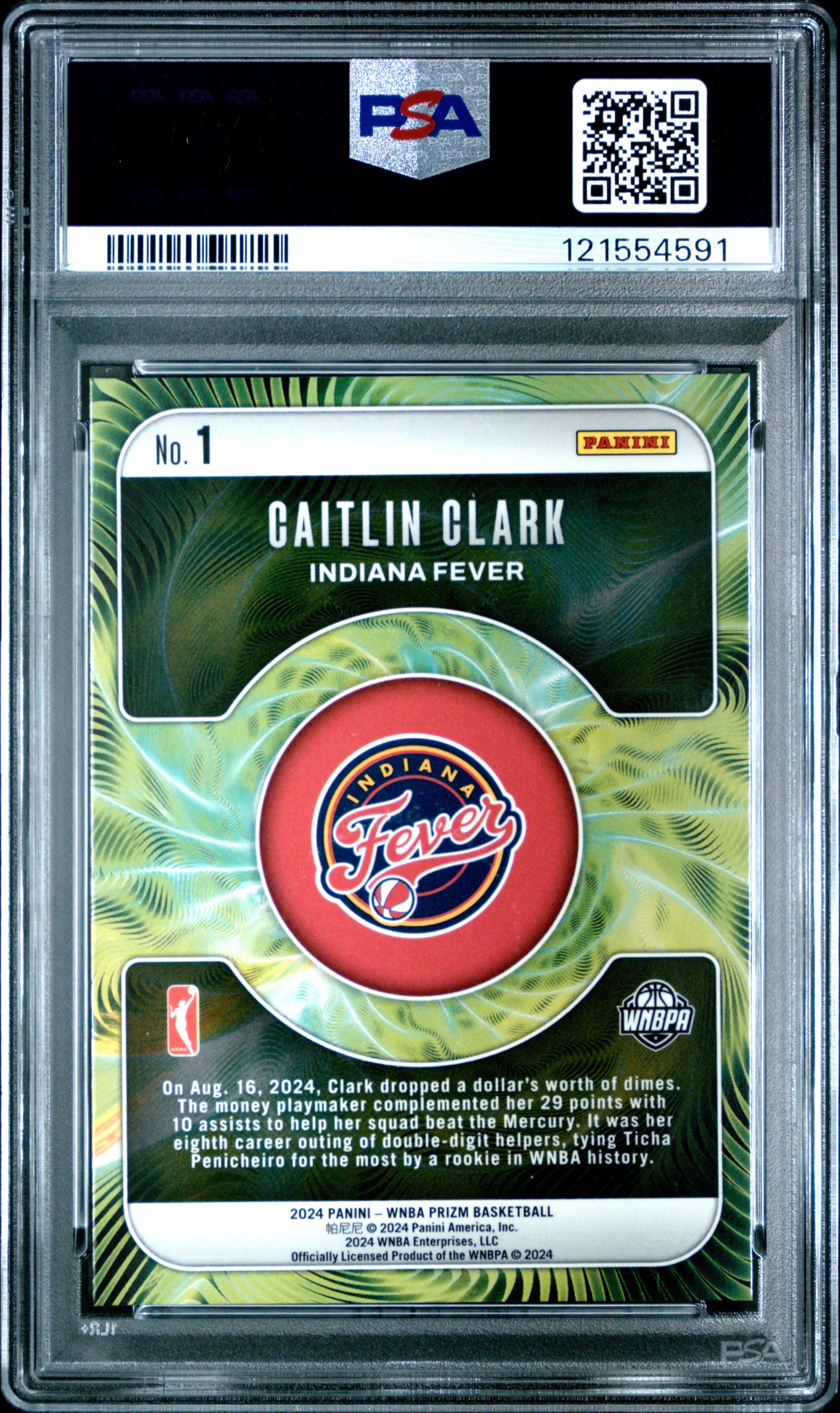 Graded 2024 Panini Prizm Caitlin Clark #1 Fractal Rookie RC Basketball Card PSA 10 Gem Mint