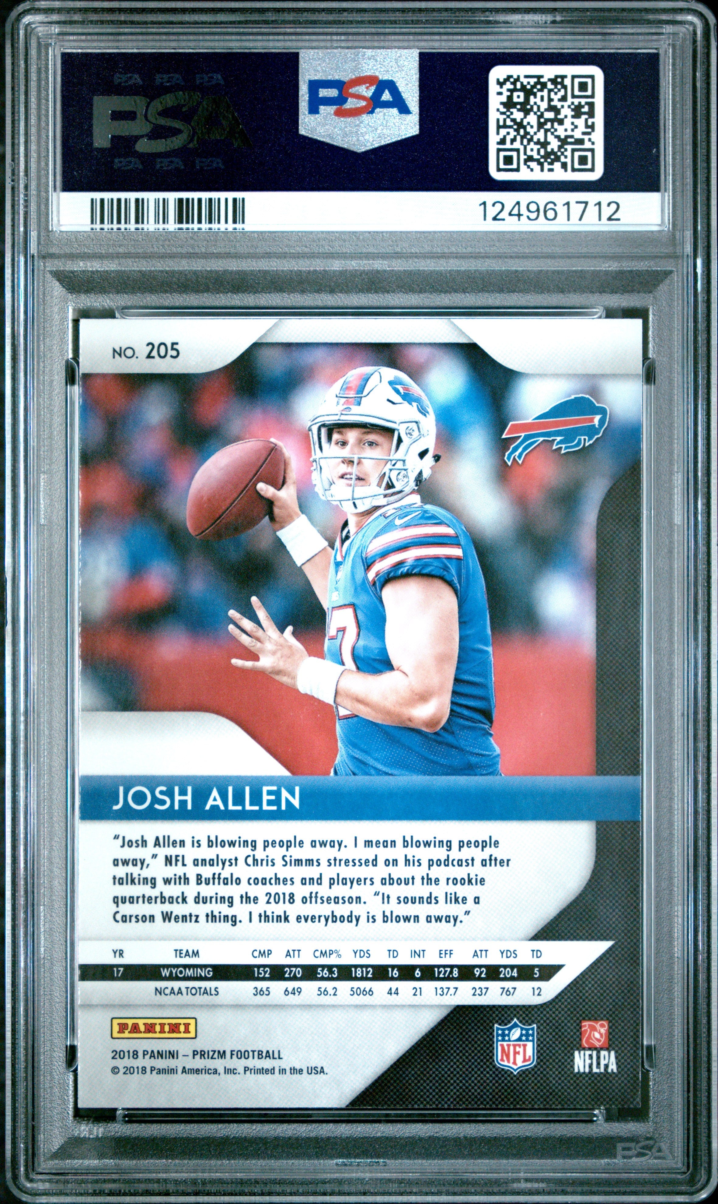 Graded 2018 Panini Prizm Josh Allen #205 Rookie RC Football Card PSA 10 Gem Mint