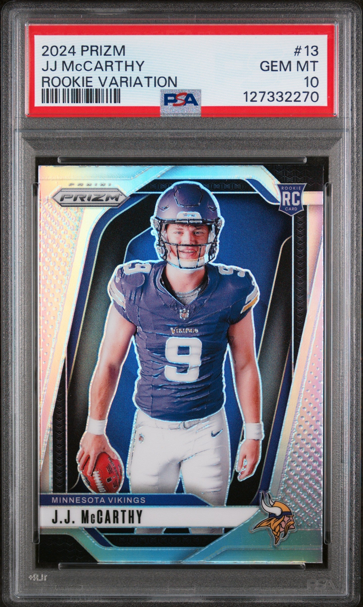 2024 Panini Prizm #13 JJ McCarthy Silver Prizm Rookie Variation PSA 10