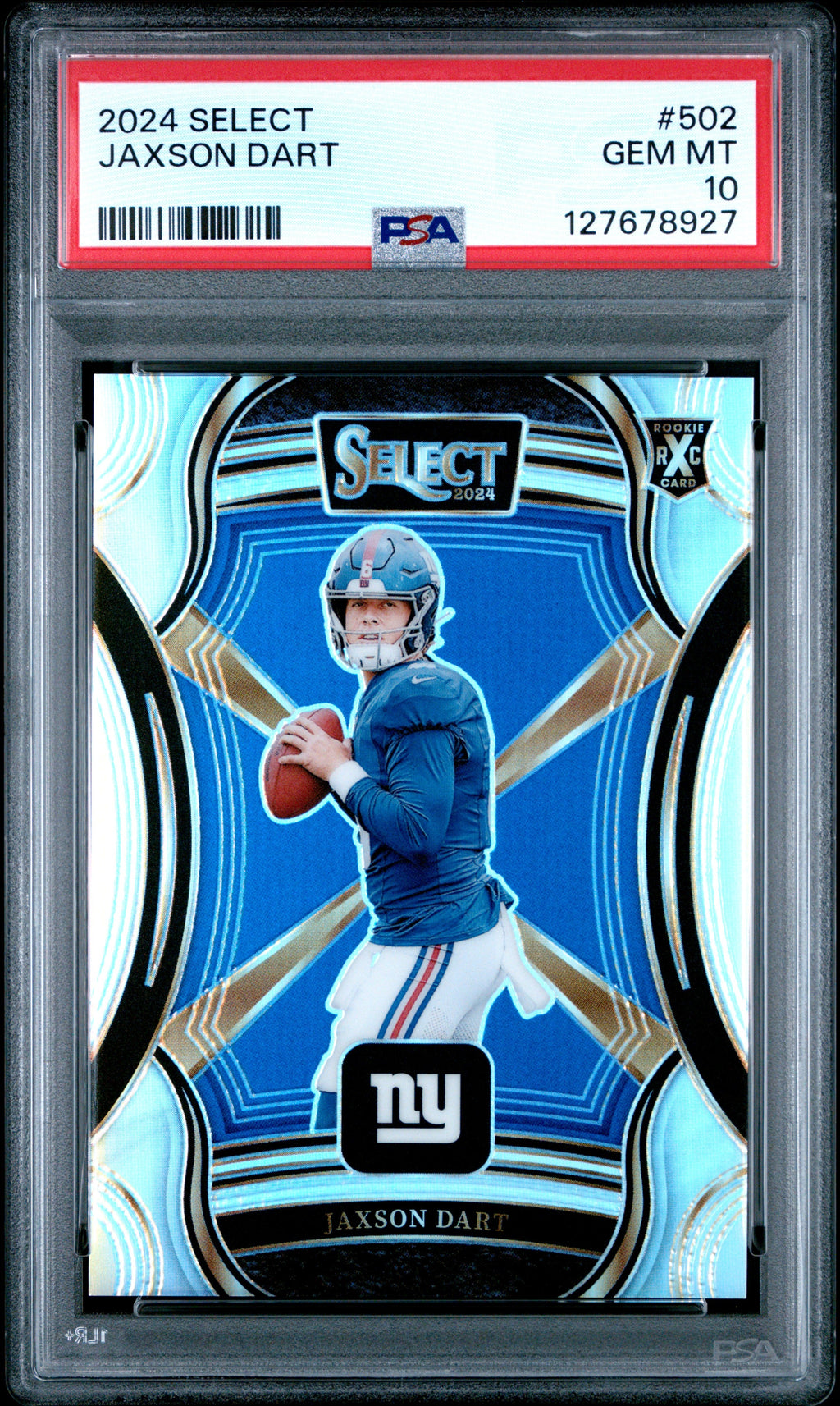 Graded 2024 Panini Select Jaxson Dart #502 XRC Silver Prizm Rookie RC Football Card PSA 10 Gem Mint