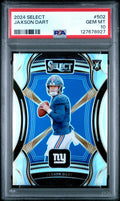 Graded 2024 Panini Select Jaxson Dart #502 XRC Silver Prizm Rookie RC Football Card PSA 10 Gem Mint