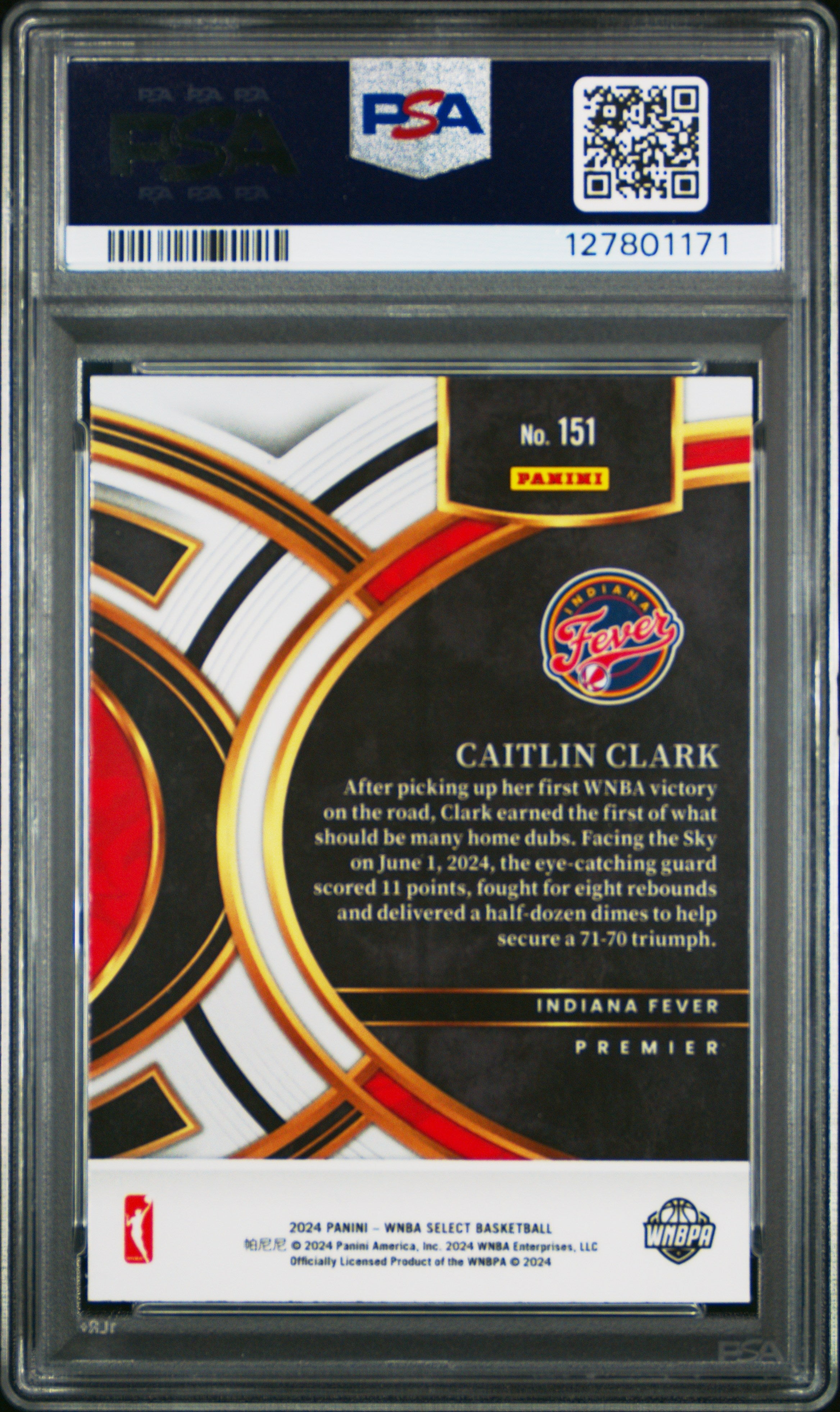 Graded 2024 Panini Select WNBA Caitlin Clark #151 Rookie RC Basketball Card PSA 10 Gem Mint
