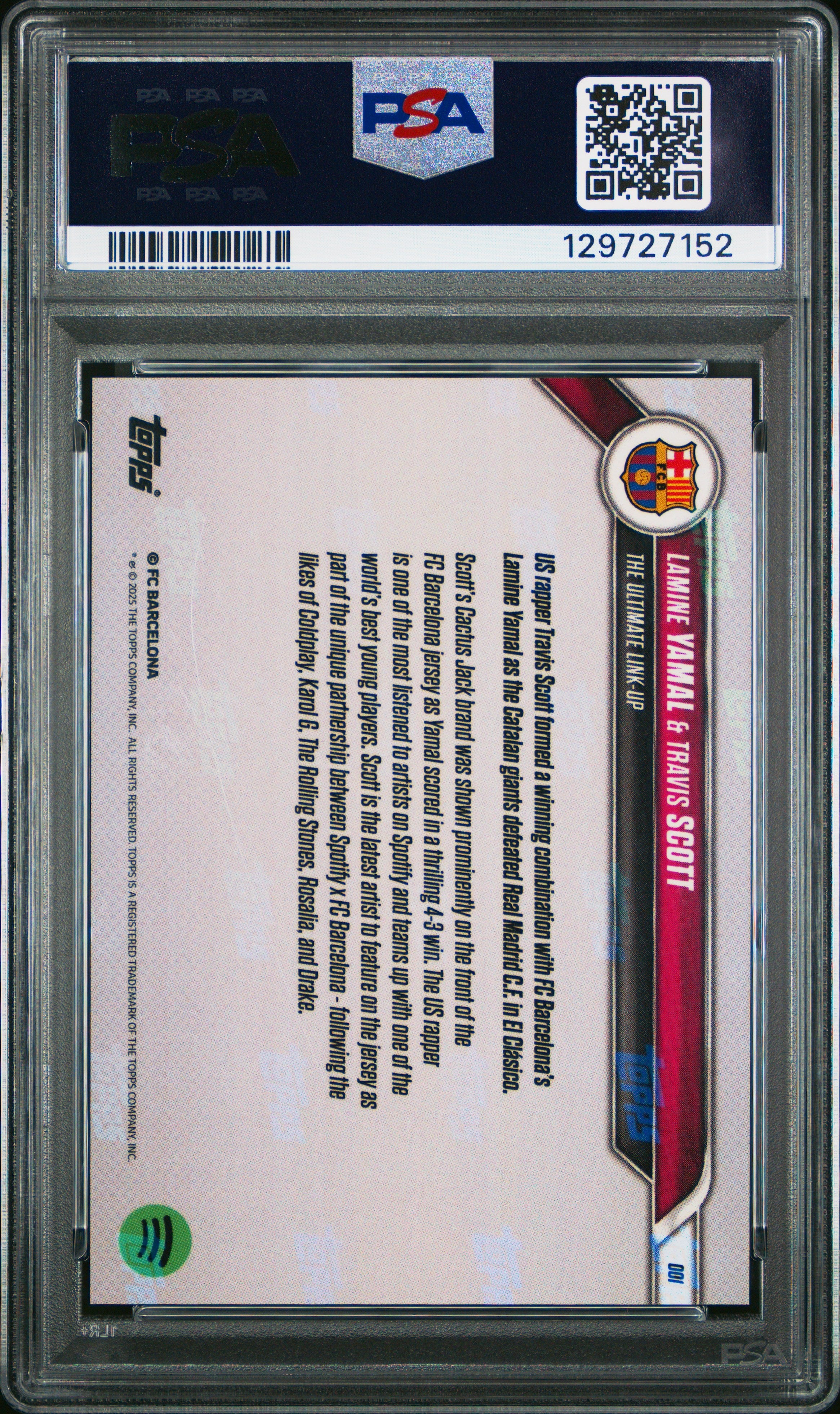 Graded 2024 Topps Now Lamine Yamal/Travis Scott #1 FC Barcelona Soccer Card PSA 10 Gem Mint