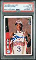 Graded 1996 Upper Deck UD Collector's Choice Allen Iverson #301 Rookie RC Basketball Card PSA 10 Auto Grade Gem Mint