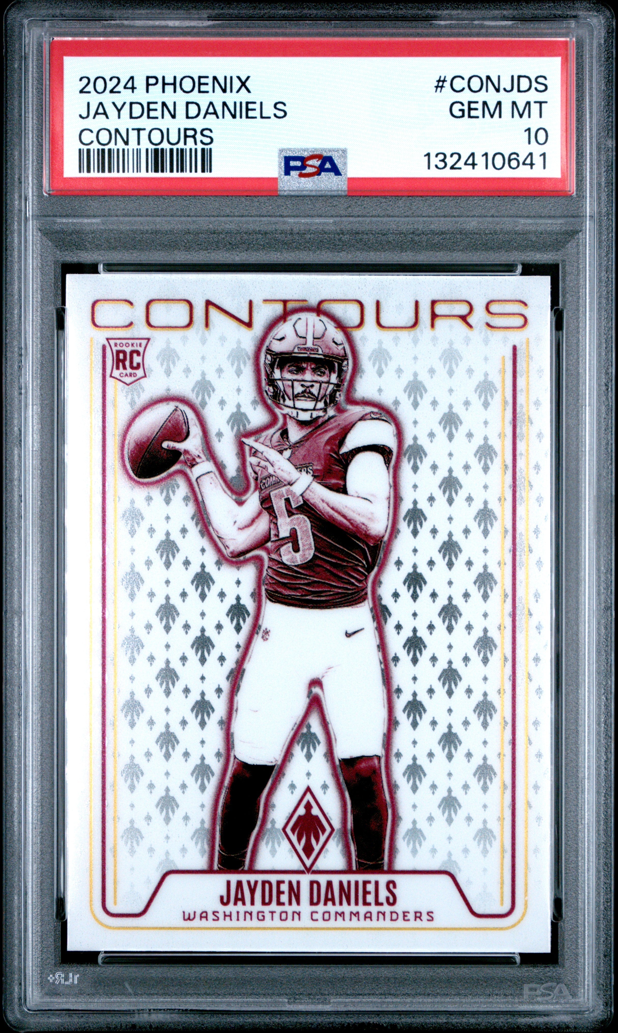 Graded 2024 Panini Phoenix Jayden Daniels #CONJDS Contours Rookie RC Football Card PSA 10 Gem Mint