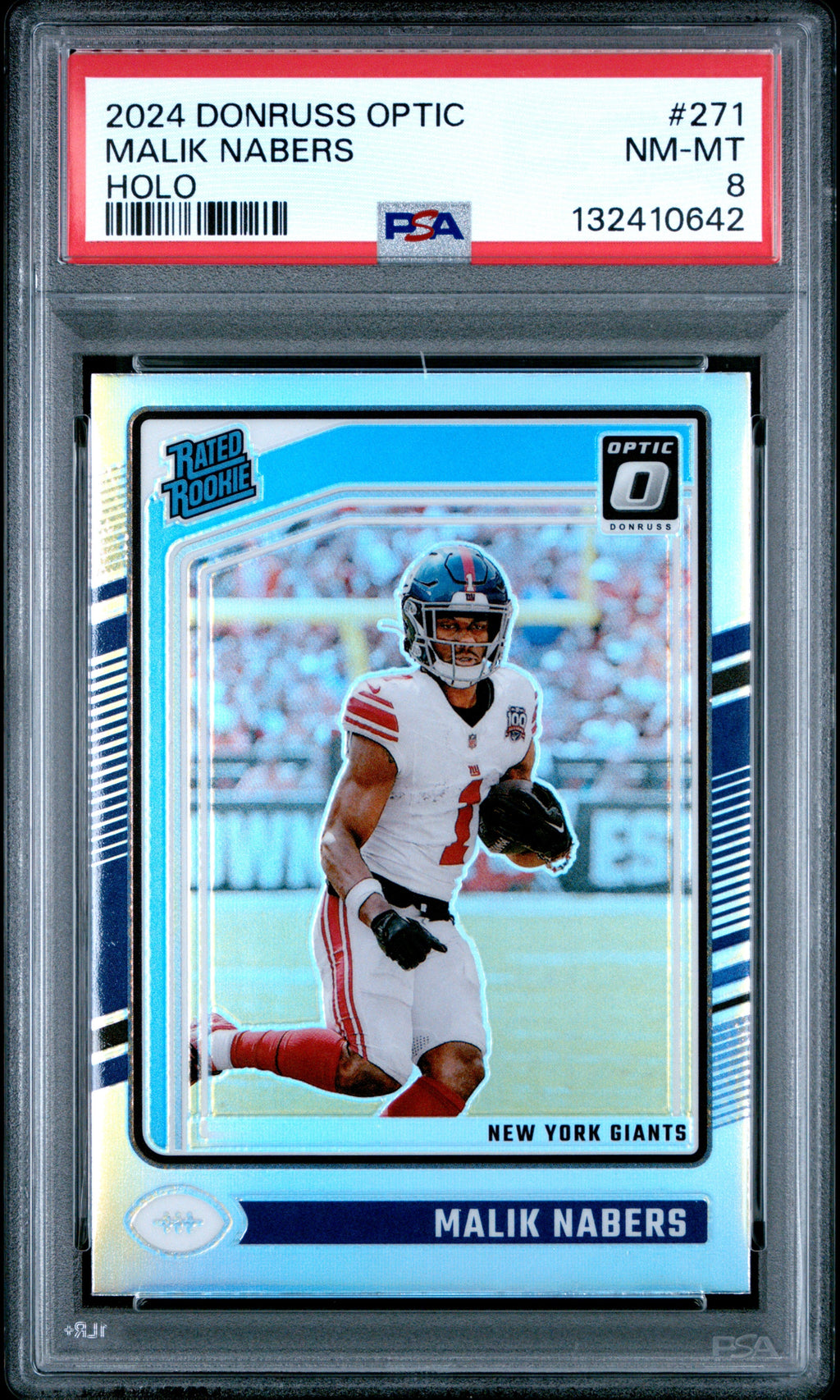Graded 2024 Panini Donruss Optic Malik Nabers #271 Holo Rookie RC Football Card PSA 8 Near Mint