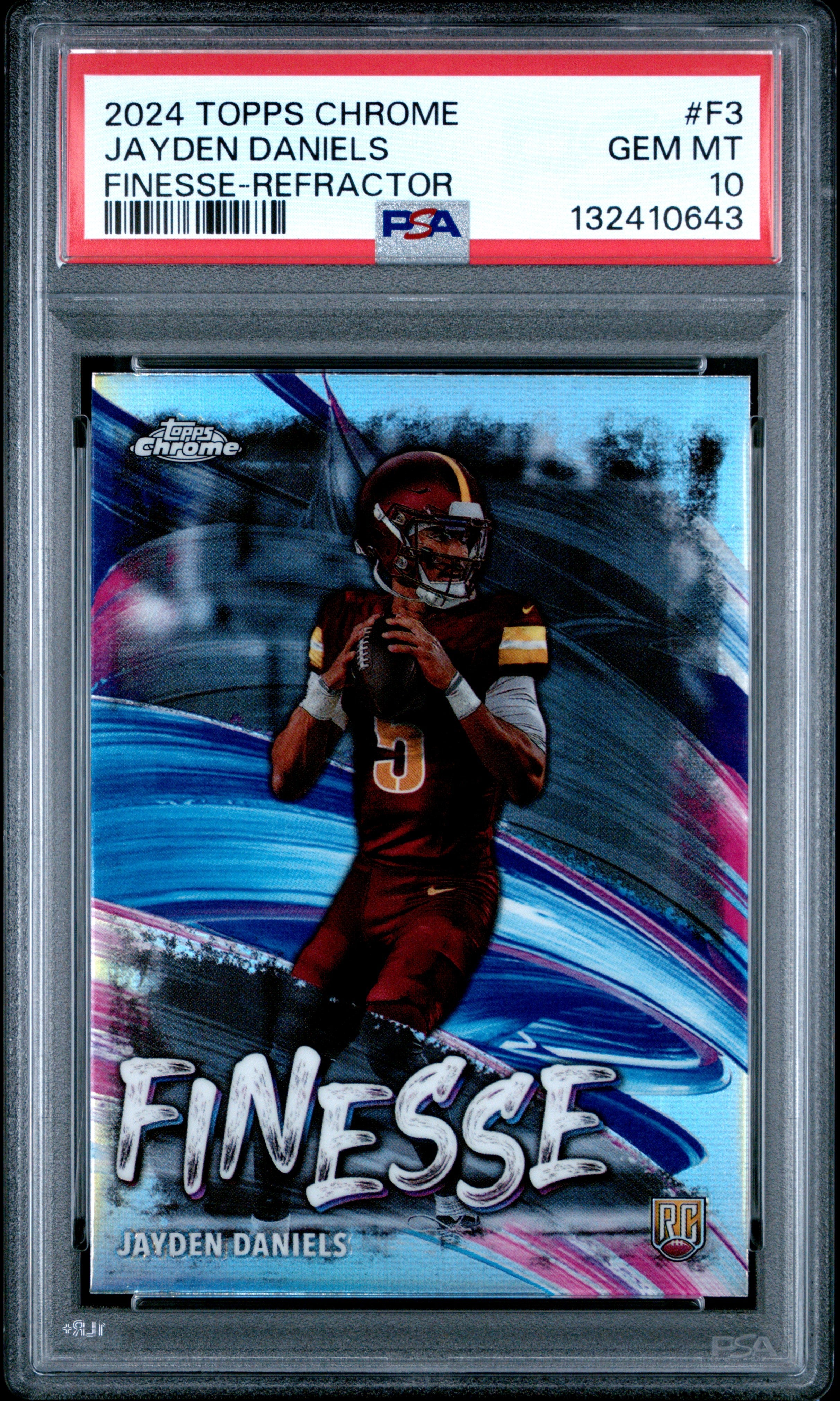 Graded 2024 Topps Chrome Jayden Daniels #F3 Finesse Refractor Rookie RC Football Card PSA 10 Gem Mint