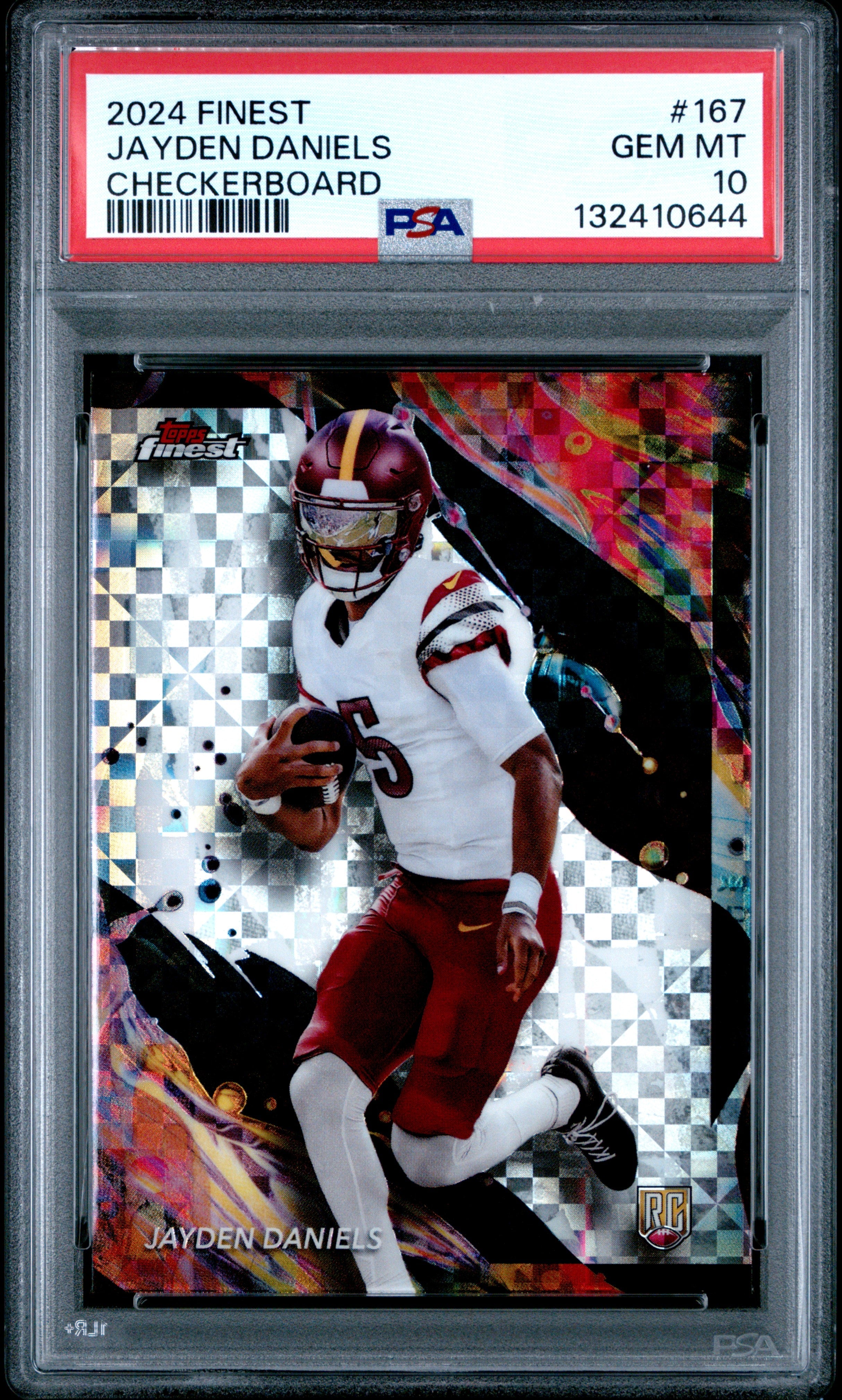 Graded 2024 Topps Finest Jayden Daniels #167 Checkerboard Rookie RC Football Card PSA 10 Gem Mint