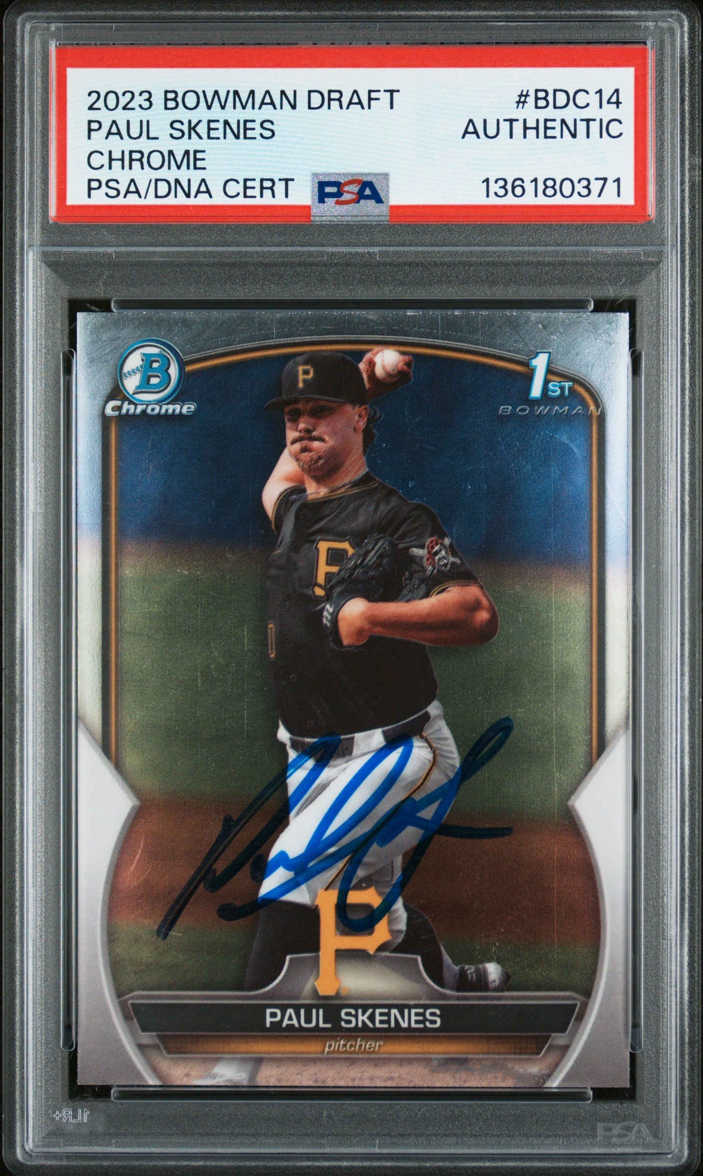 Graded 2023 Topps Bowman Draft Paul Skenes #BDC14 Chrome Rookie RC Baseball Card PSA Authentic Auto