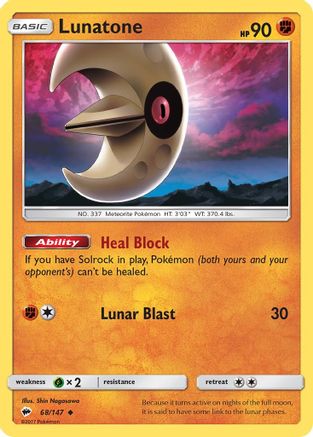 Lunatone 068/147 - SM  Burning Shadows