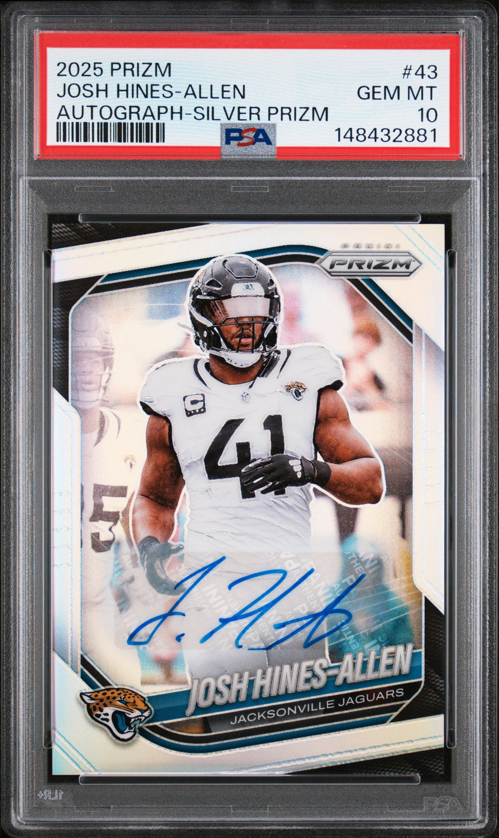 2025 Panini Prizm #43 Josh Hines-Allen Silver Prizm Auto PSA 10