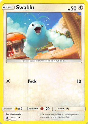 Swablu 079/111 - SM  Crimson Invasion Reverse Holofoil