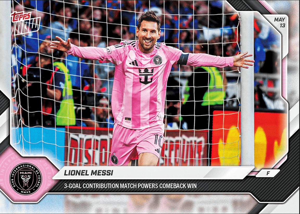 2026 Topps Now Lionel Messi #45 3 Goal Contribution Match Powers Comeback Win Inter Miami Soccer Card