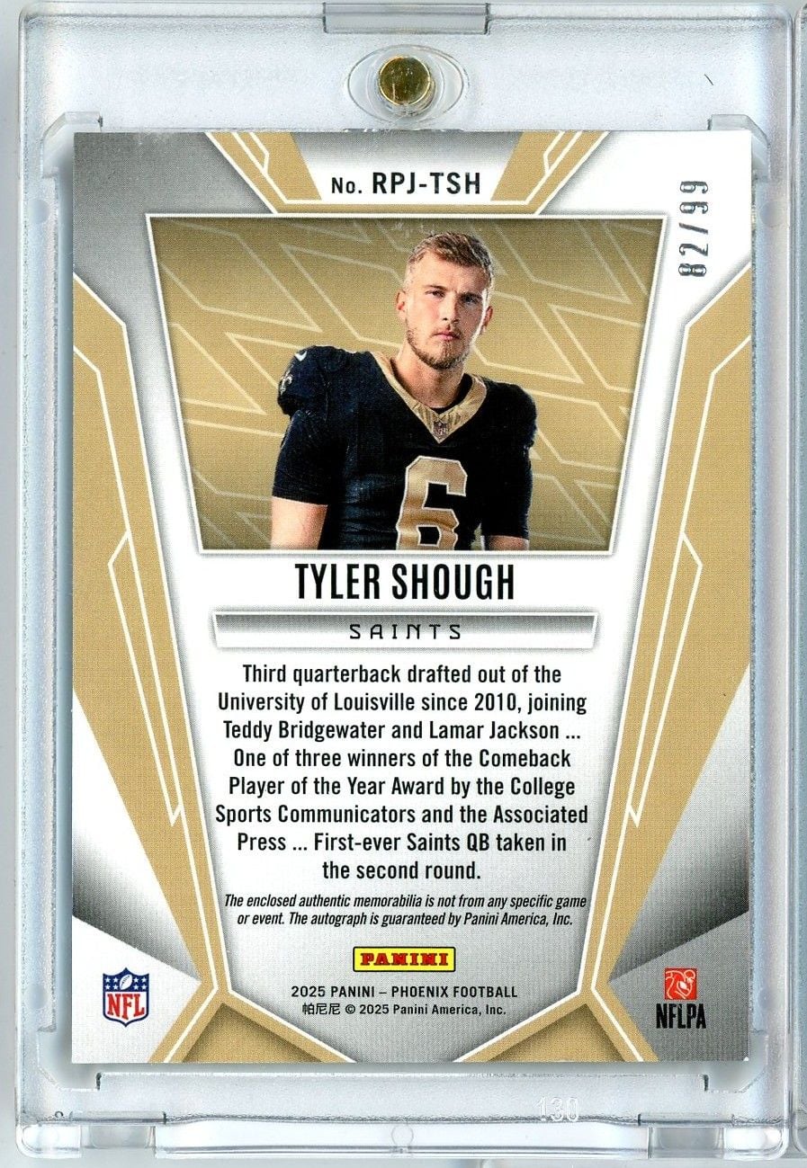2025 Panini Phoenix Tyler Shough #RPJTSH /99 Rookie Phenom Red RPA Auto Rookie RC Football Card