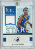 2012 Panini Select Stephen Steph Curry #19 /49 Select Stars Player Worn Relic Black Ink Auto Basketball Card
