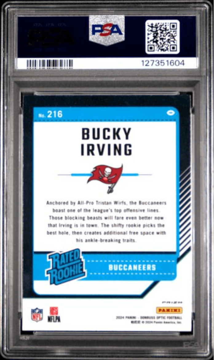 Graded 2024 Panini Donruss Optic Bucky Irving #216 Stars Rookie RC Football Card PSA 10 Gem Mint