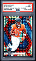 Graded 2025 Panini Mosaic RJ Harvey #375 Fushion Red & Yellow Choice /89 Rookie RC Football Card PSA 10 Gem Mint