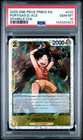 Graded 2025 One Piece Portgas D Ace #010 Sparkle Foil PRB02 Trading Card Game PSA 10 Gem Mint