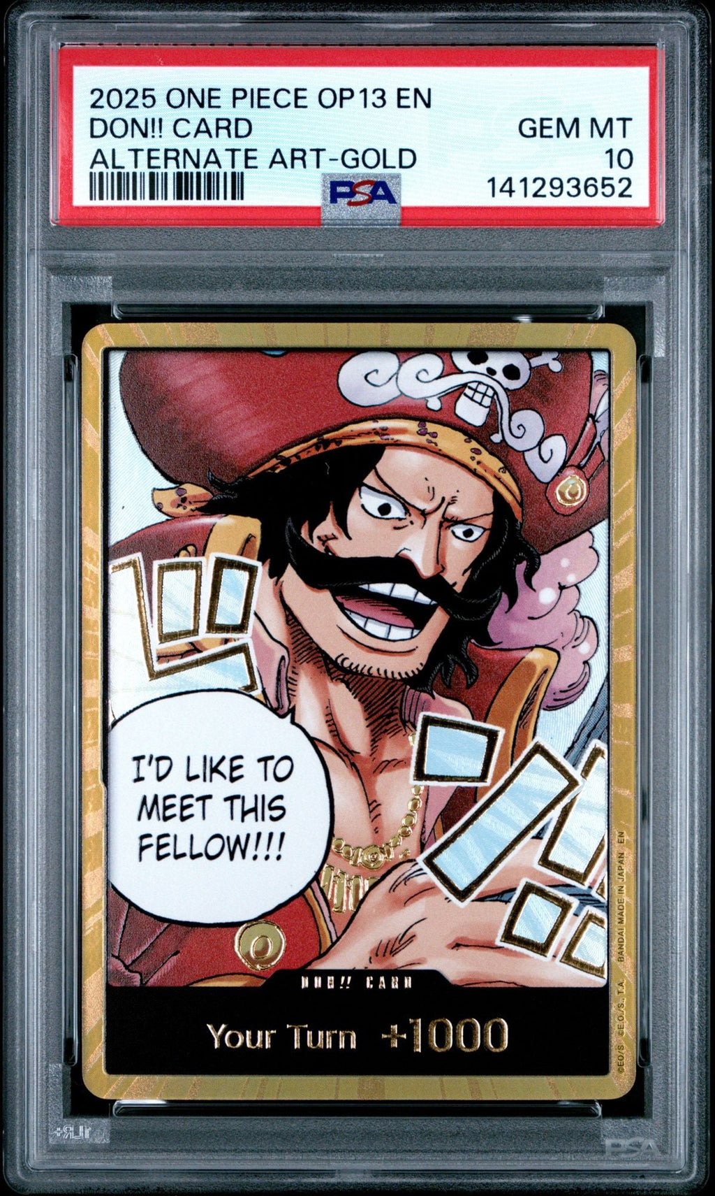 Graded 2025 One Piece Don!! Card OP13 Gold D Roger Gold Trading Card Game PSA 10 Gem Mint