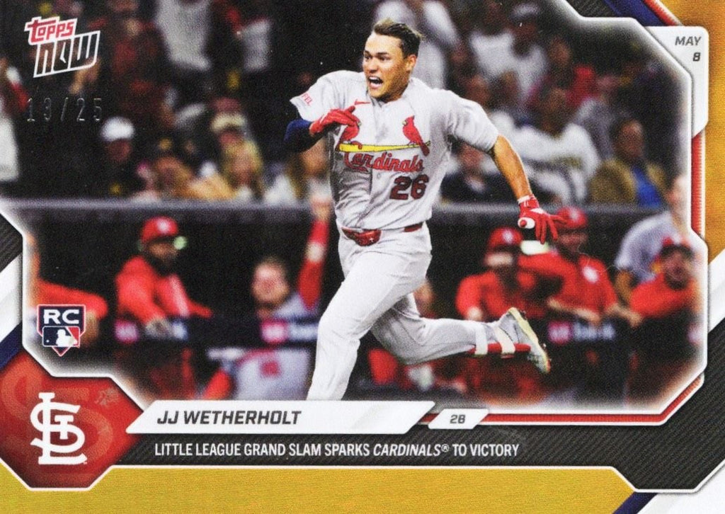 2026 Topps Now JJ Wetherholt #181 Orange Foil /25 Little League Grand Slam Sparks Cardinals to Victory St Louis Cardinals Rookie RC Baseball Card