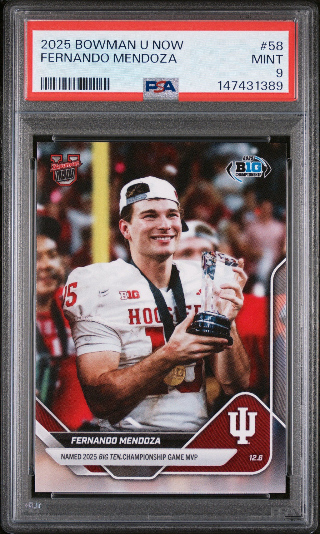Graded 2025 Topps Bowman U Now Fernando Mendoza #58 Rookie RC Football Card PSA 9 Mint