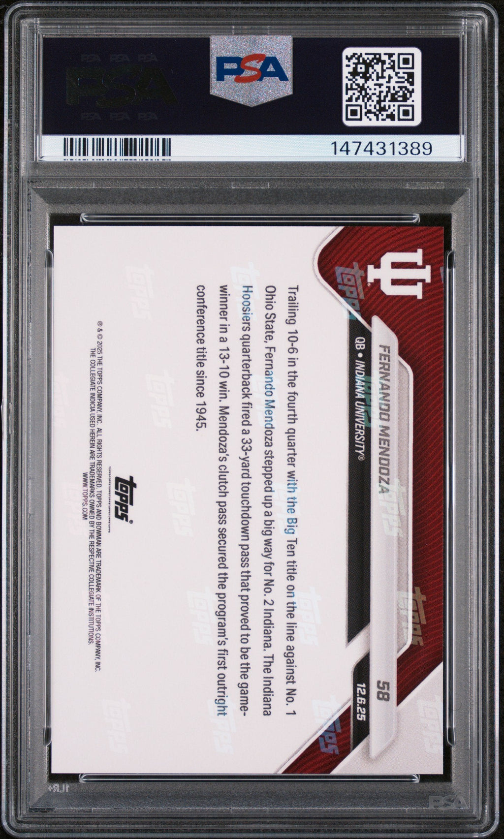 Graded 2025 Topps Bowman U Now Fernando Mendoza #58 Rookie RC Football Card PSA 9 Mint
