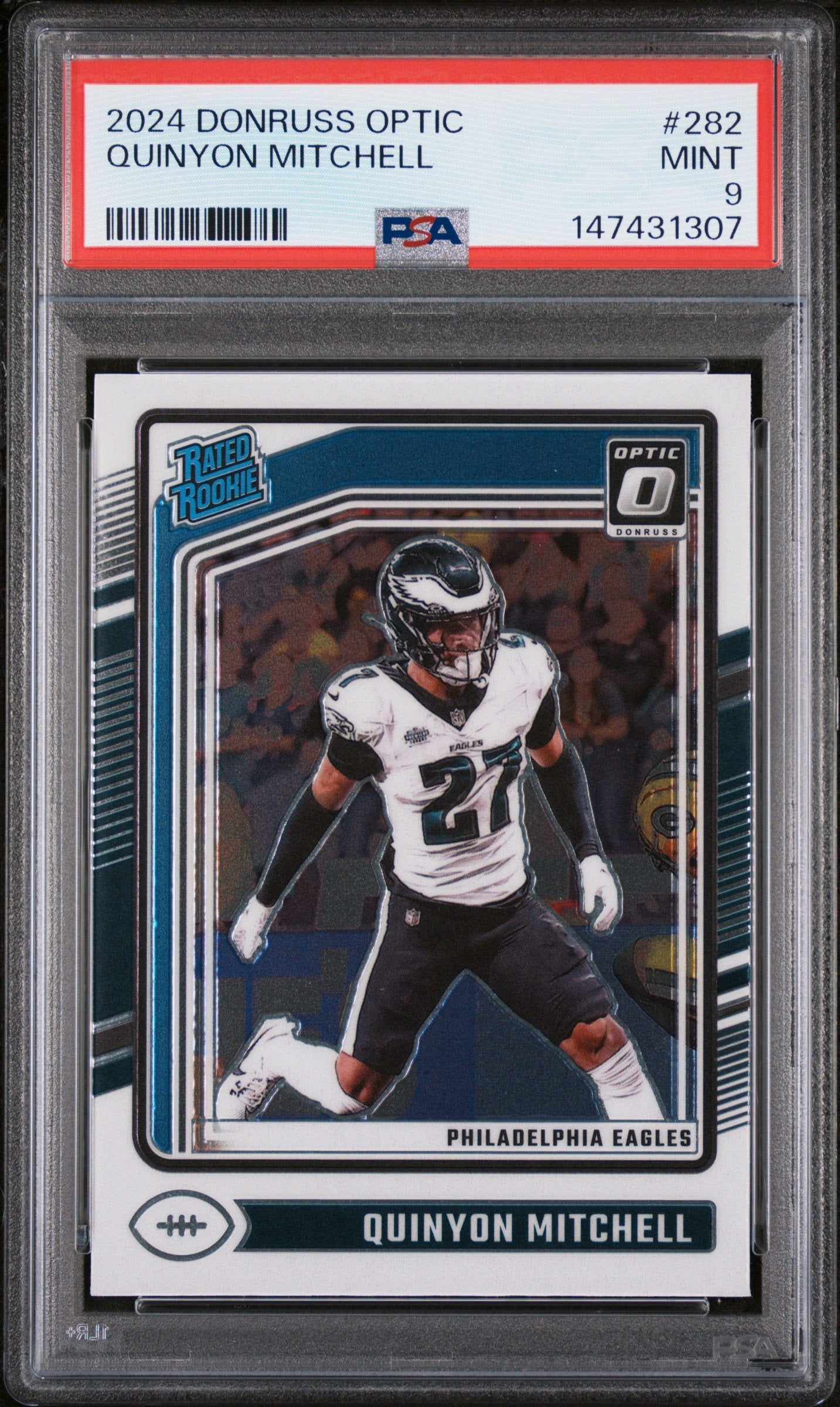 Graded 2024 Panini Donruss Optic Quinyon Mitchell #282 Rookie RC Football Card PSA 9 Mint