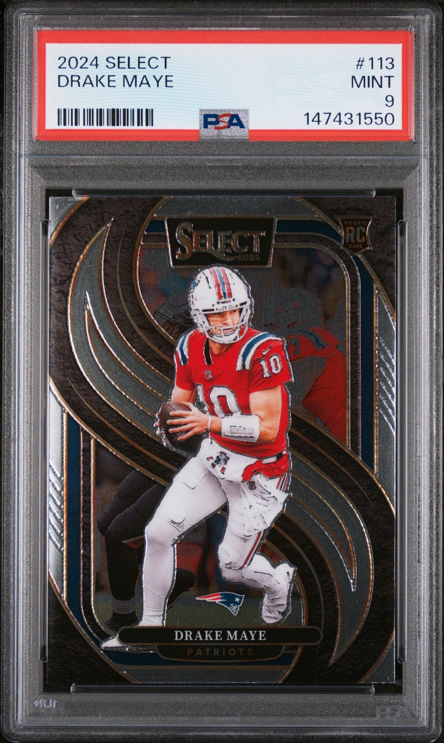Graded 2024 Panini Select Drake Maye #113 Rookie RC Football Card PSA 9 Mint