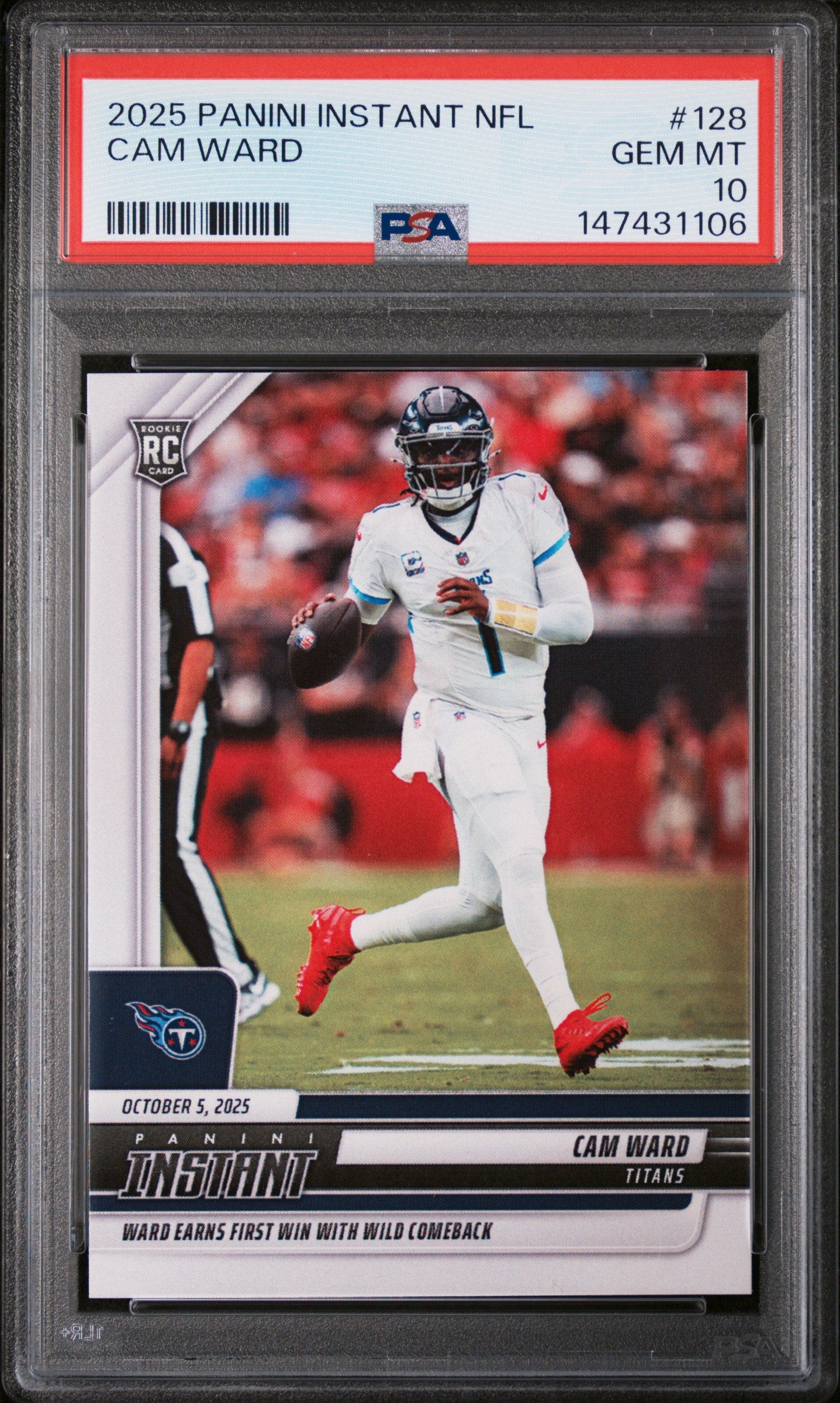 Graded 2025 Panini Instant Cam Ward #128 Rookie RC Football Card PSA 10 Gem Mint
