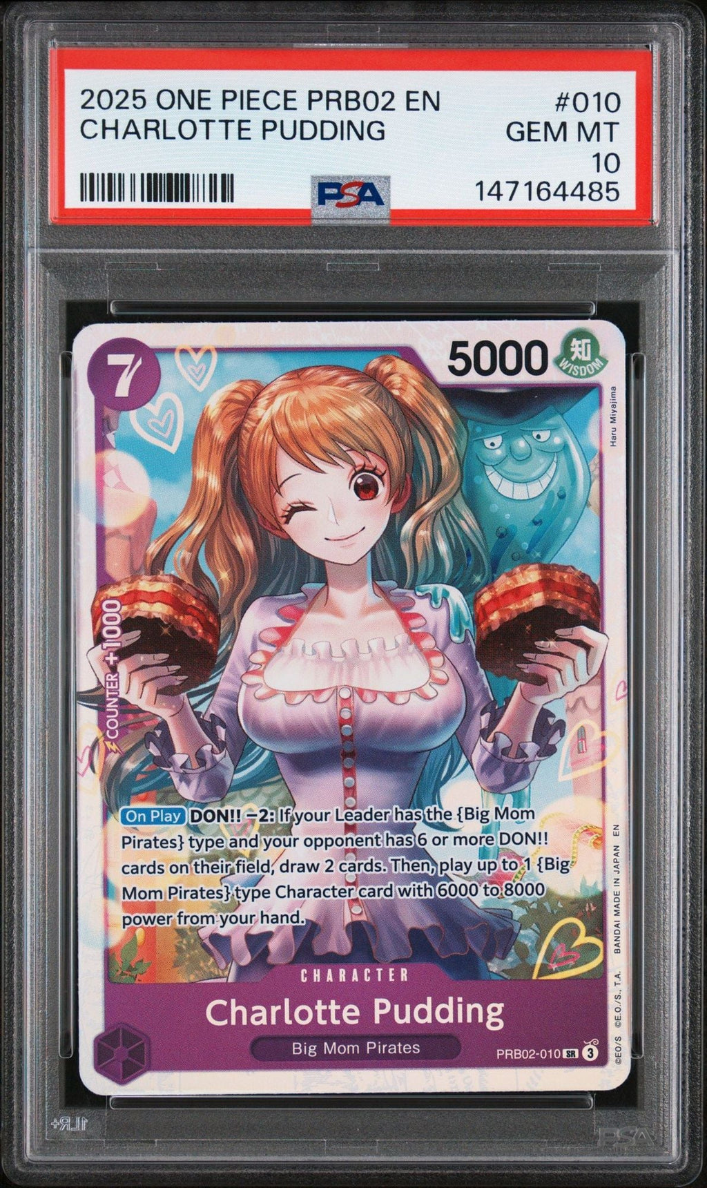 Graded 2025 One Piece Charlotte Pudding #010 PRB02 Vol.2 Trading Card Game PSA 10 Gem Mint